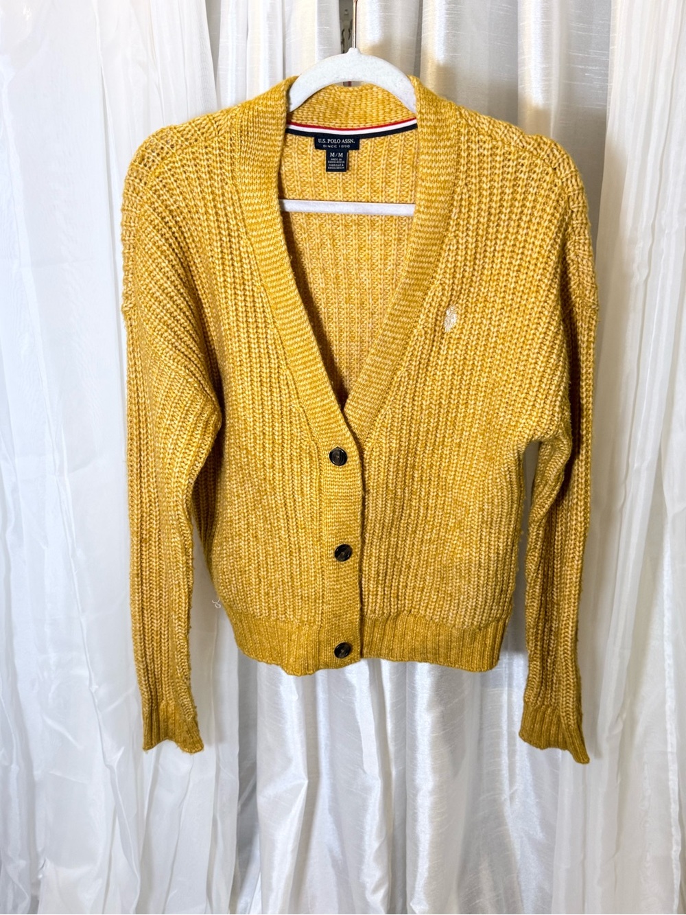 U.S. Polo Assn. Mustard Yellow Knit Button-Up Cardigan